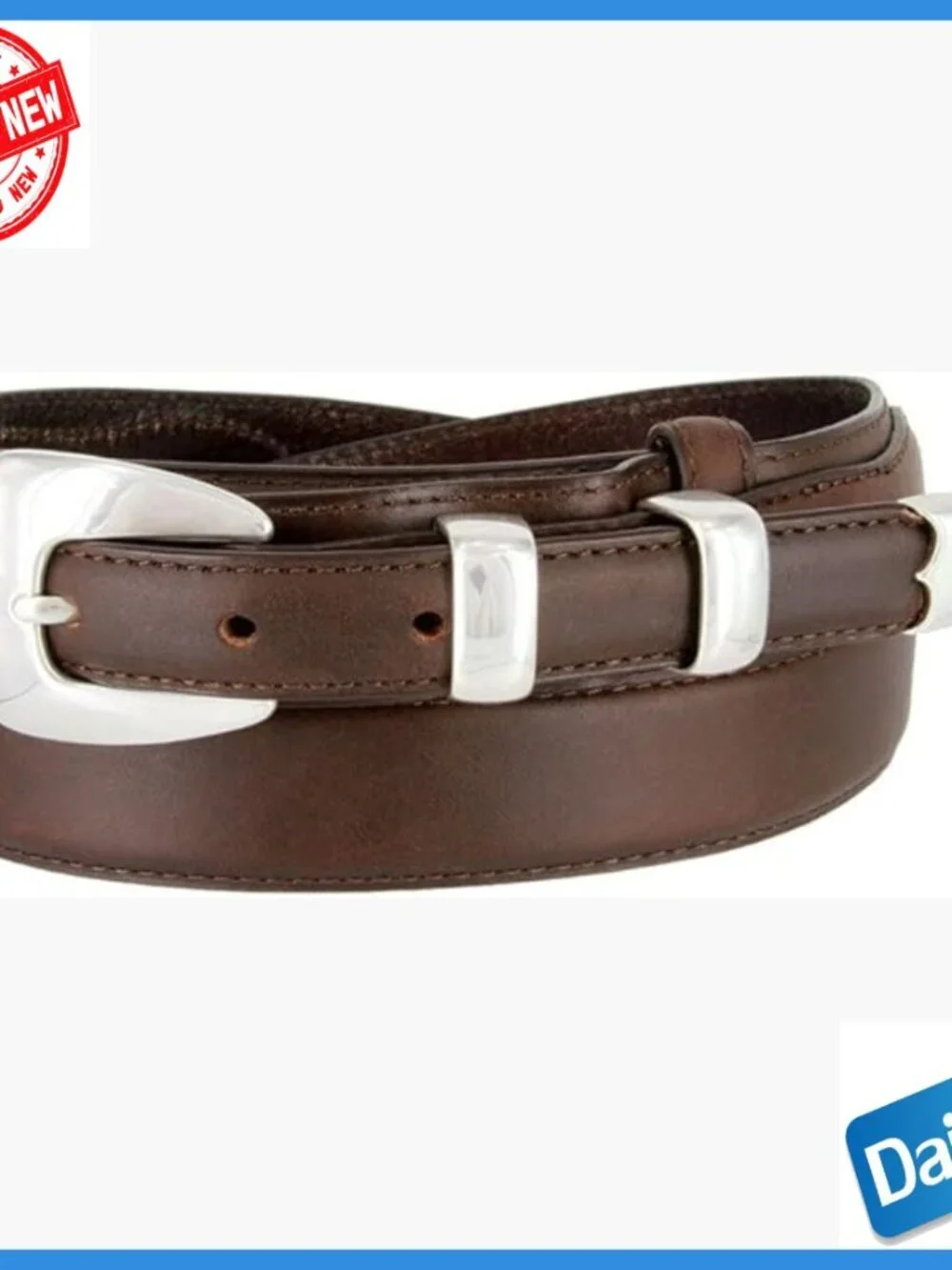 Genuine Leather Western Ranger Belt with Silver Buckle Set Size 38